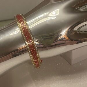 Elegant Halcyon Days Red and Gold Bangle Bracelet